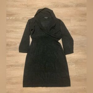 Connected Apparel Black Knitted Wrap Dress Size L